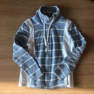 Nautical light blue and white striped zip up jacket